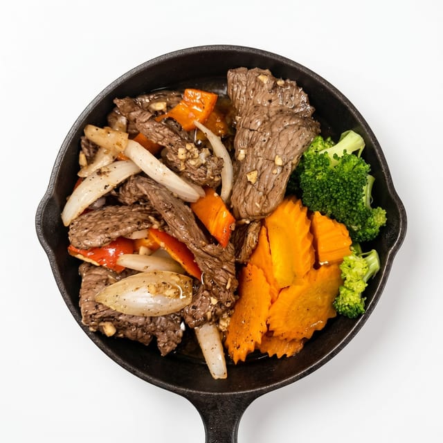 Black Pepper Steak.